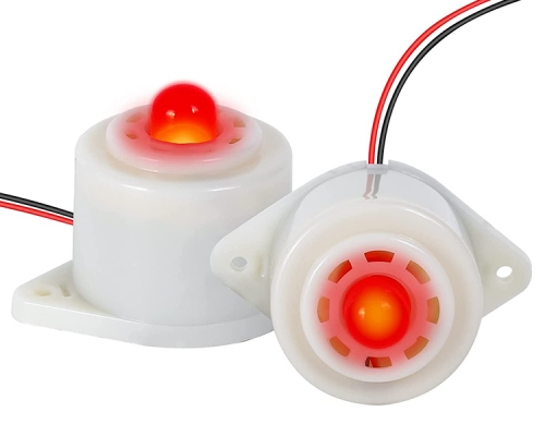 2PCS Buzzer Alarm with Strobe Red LED Light, DC 24V Strobe Siren Piezo Buzzer, 100dB Electronic Beep Buzzer for Car Alarm Home Security